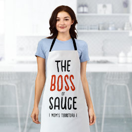 Chique Boss Mam Rood Zwart Wit Modern Familie Bakk Schort