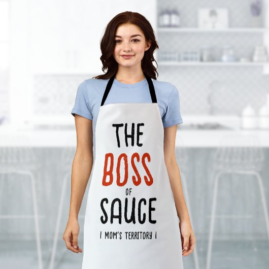 Chique Boss Mam Rood Zwart Wit Modern Familie Bakk Schort