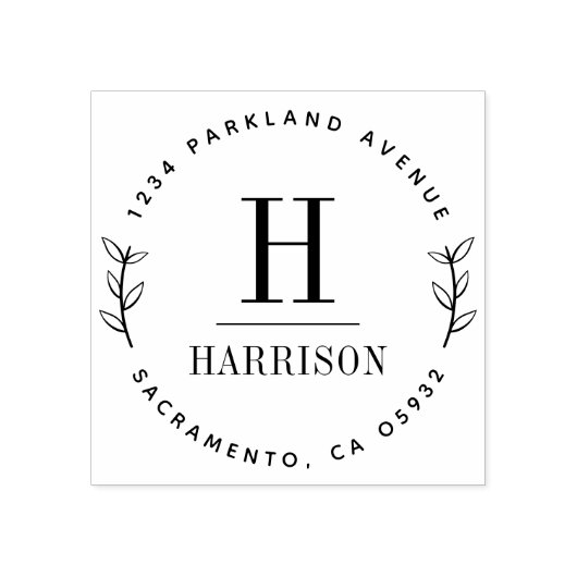 Chique Botanisch Initiaal Achternaam Retouradres Rubberstempel (Afrduk)