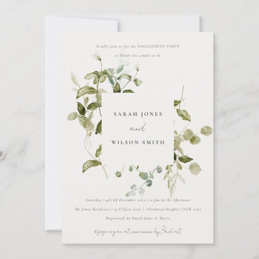 Chique botanische blad bladeren Waterverf Verlovin Kaart (Voorkant)