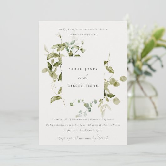 Chique botanische blad bladeren Waterverf Verlovin Kaart (Staand voorkant)