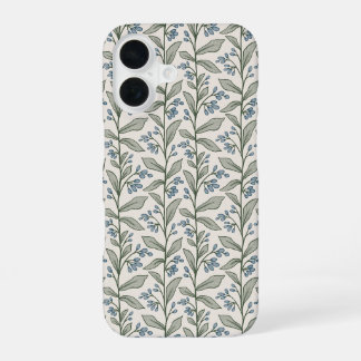 Chique botanische blauwe bloemen groene bladeren k iPhone 16 hoesje