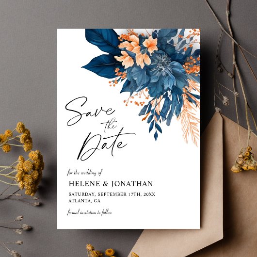 Chique Botanische Bloemen Moderne Elegante Bruilof Save The Date