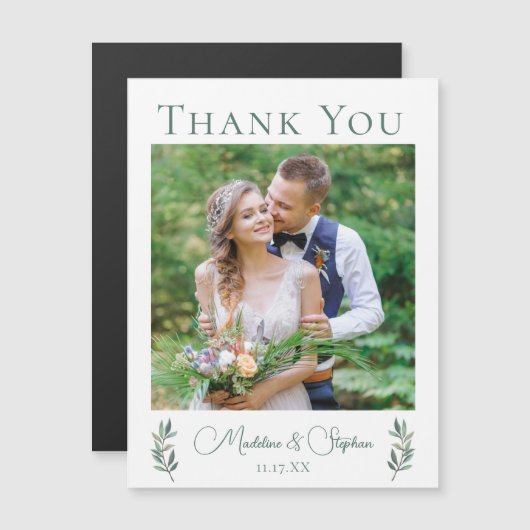 Chique botanische bruiloft foto dank u magneet Kaa (Voorkant / Achterkant)