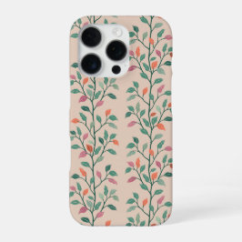Chique botanische elegante bladstreep op blozende  iPhone 16 pro hoesje