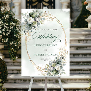 Chique botanische gouden huwelijks welkomstbord poster