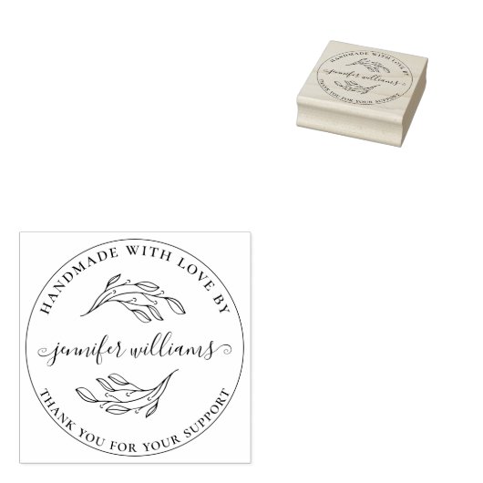 Chique botanische grillige script handgemaakt met  rubberstempel (Gestempeld)