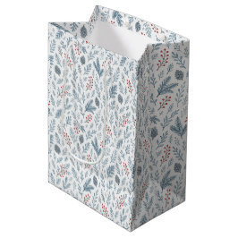 Chique botanische hulstbes bloempatroon medium cadeauzakje