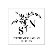 Chique Botanische Initialen Moderne Wilde Bloemen  Rubberstempel (Afrduk)