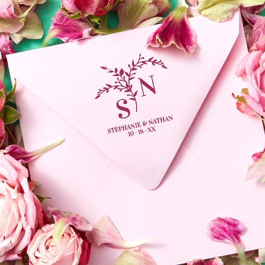 Chique Botanische Initialen Moderne Wilde Bloemen  Rubberstempel