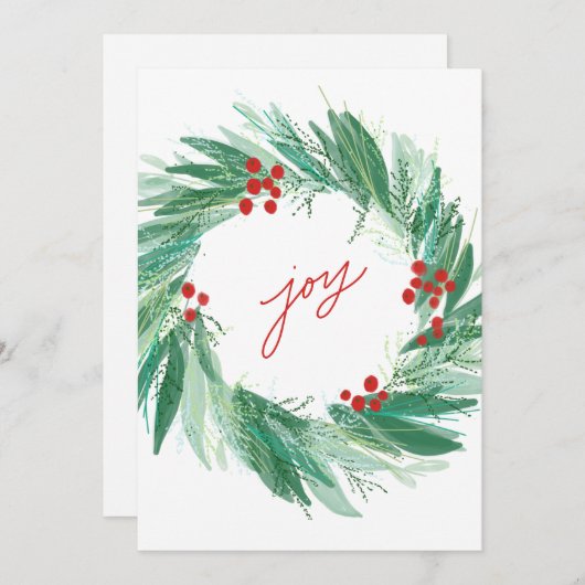 Chique botanische kerstkrans platte kerstkaart (Voorkant / Achterkant)