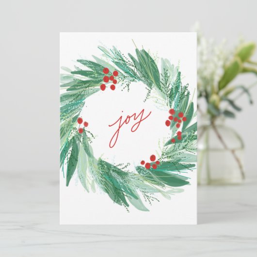 Chique botanische kerstkrans platte kerstkaart (Staand voorkant)