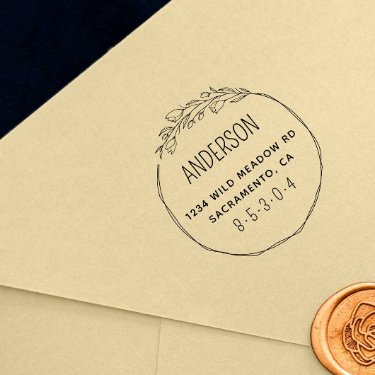 Chique Botanische krans Aangepast retouradres Zelfinktende Stempel
