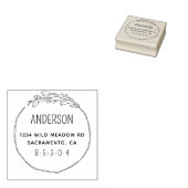 Chique botanische krans familie retour adres rubberstempel (Gestempeld)