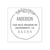Chique botanische krans familie retour adres rubberstempel (Afrduk)