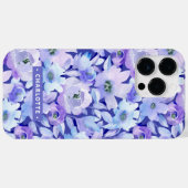 Chique botanische paarse blauwe waterverf bloem na Case-Mate iPhone case (Achterkant (horizontaal))