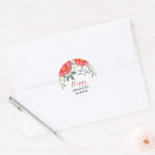 Chique Botanische Rode Ivoor Bloemen Kerstvakantie Ronde Sticker (Envelop)