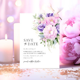 Chique Botanische Roze Lavendel Violet Bruiloft Save The Date