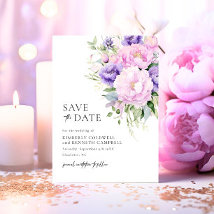 Chique Botanische Roze Lavendel Violet Bruiloft Save The Date