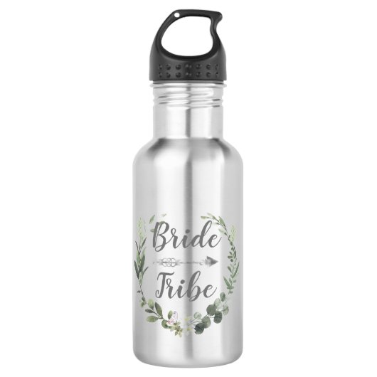 Chique Botanische Waterverf Boho Bride Tribe Waterfles (Voorkant)