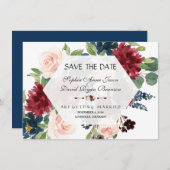 Chique Bourgogne Bloemige Zeshoek Frame Save The D Save The Date (Voorkant / Achterkant)