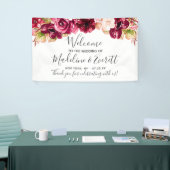 Chique Bourgogne & Blush Roze Bloemen Bruiloft Wel Spandoek (Beurs)