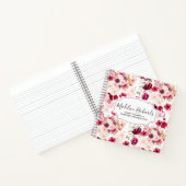 Chique Bourgogne & Blush Roze Waterverf Bloemen Notitieboek (Binnen)