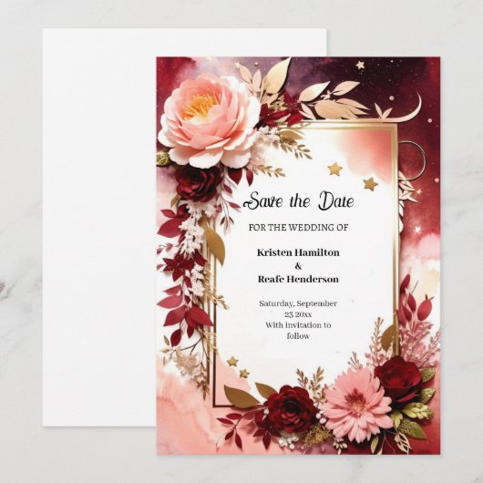 Chique Bourgogne Digitaal Save The Date (Voorkant / Achterkant)