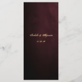 Chique Bourgogne en Gouden Spaanse Rode Bruiloft Menu (Achterkant)