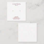 Chique Bourgogne en witte Stud Earring Vierkante Visitekaartje (Voorkant / Achterkant)