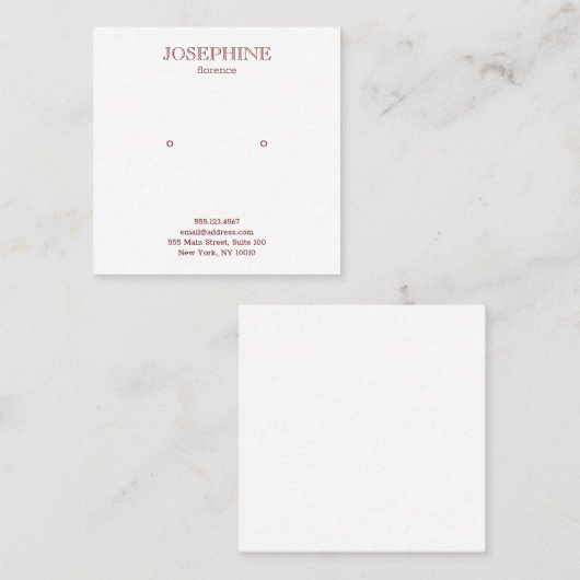 Chique Bourgogne en witte Stud Earring Vierkante Visitekaartje (Voorkant / Achterkant)