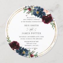 Chique Bourgogne Navy Blauw Blush Bloemen Bruiloft