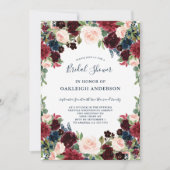 Chique Bourgogne, Navy en Pink Floral Vrijgezellen Kaart (Voorkant)