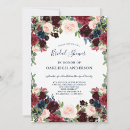 Chique Bourgogne, Navy en Pink Floral Vrijgezellen Kaart