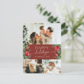 Chique Bourgogne Rode Botanische Foto Vakantie Bri Briefkaart (Staand voorkant)