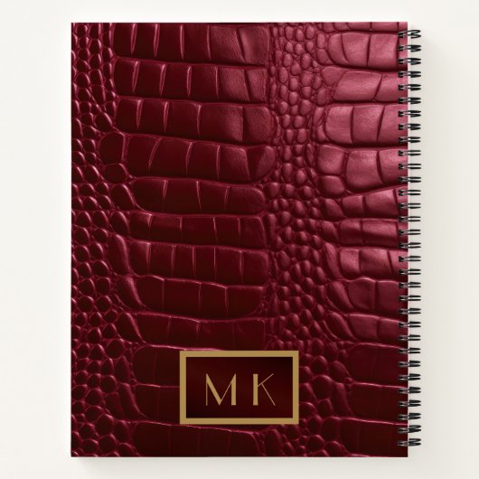 Chique Bourgogne Rode Faux Crocodile Business Notitieboek (Achterkant)
