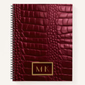 Chique Bourgogne Rode Faux Crocodile Business Notitieboek (Voorkant)