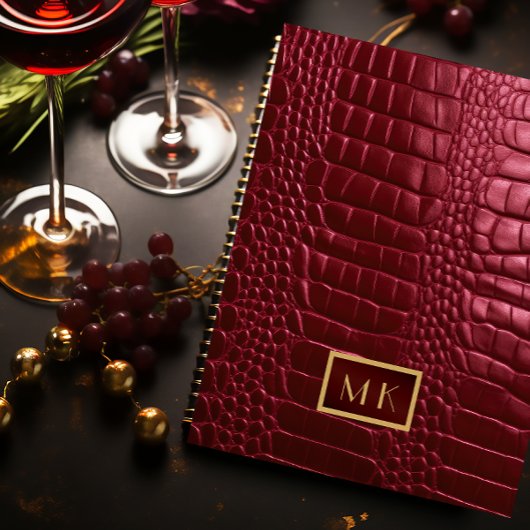 Chique Bourgogne Rode Faux Crocodile Business Plan Planner