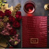 Chique Bourgogne Rode Faux Crocodile Business Planner