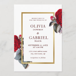 Chique Bourgogne Rode roos. Bloemen luxe bruiloft Kaart