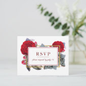Chique Bourgogne Rode rozenbloesem Natuur Bruiloft Uitnodiging Briefkaart (Staand voorkant)