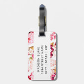 Chique Bourgogne & Roze Bloemen Border Bruidsmeisj Bagagelabel (Achterkant verticaal)