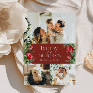 Chique Bourgogne Waterverf groen 3 Foto Feestdagenkaart