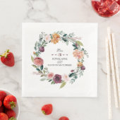 Chique Bourgondië Blush Ivoor Bloemenkrans Bruilof Servet (Insitu)