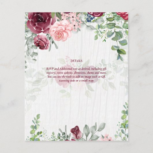 Chique Bourgondië Blush Roze Bloemrijke Groene Huw (Achterkant)