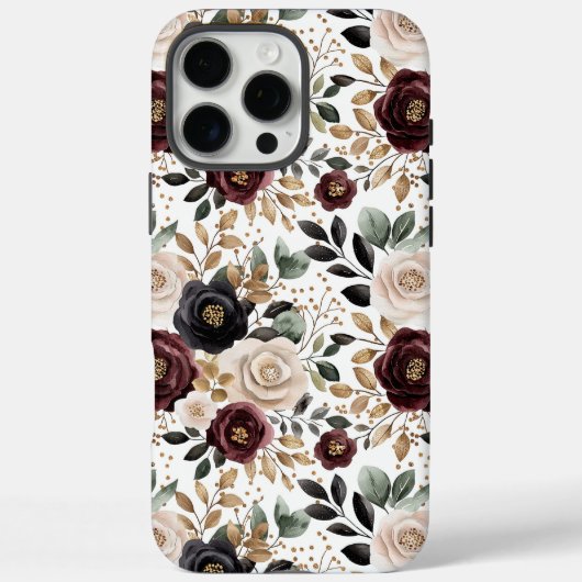 Chique Bourgondië Crème Bloemmotief   Case-Mate iPhone Case (Achterkant)