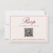 Chique Bourgondië Crème Oude Geld QR Code Bruiloft RSVP Kaartje (Voorkant)