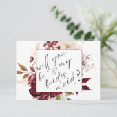 Chique Bourgondië Flowers Bruidsmeisje Kaart (Staand voorkant)