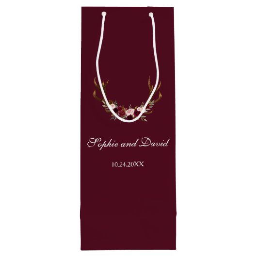 Chique Bourgondië Marsala Bloem Hoorns Trouwjurk Wijn Cadeautas (Achterkant)