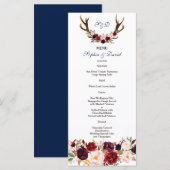 Chique Bourgondië Marsala Bloem Takken Bruiloftsme Menu (Voorkant / Achterkant)